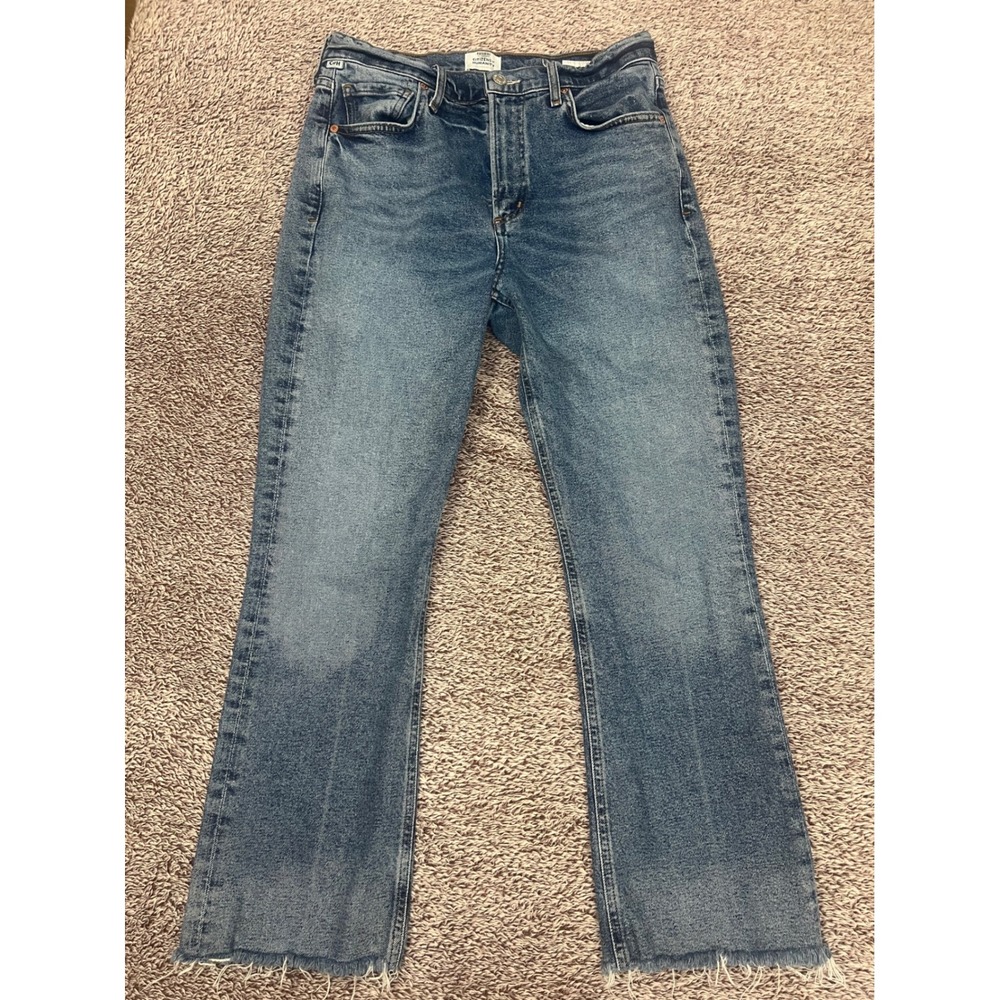 Citizens of Humanity Isola Cropped Bootcut Jeans Blue Raw Hem 27 2030-3009